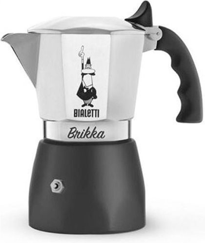 Bialetti Μπρίκι Espresso 2 Φλιτζάνια 90ml Brikka Ασημί