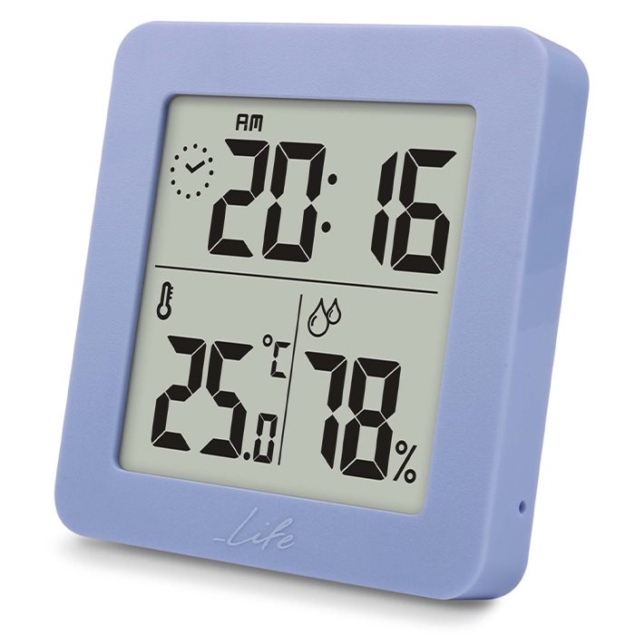 LIFE Ψηφιακό θερμόμετρο και υγρόμετρο εσωτερικού χώρου με ρολόι, σιέλ SUPERHERO