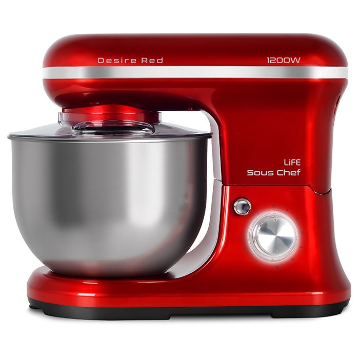 Life Sous Chef Desire Red Κουζινομηχανή 1200W με Ανοξείδωτο Κάδο 5lt Κόκκινο