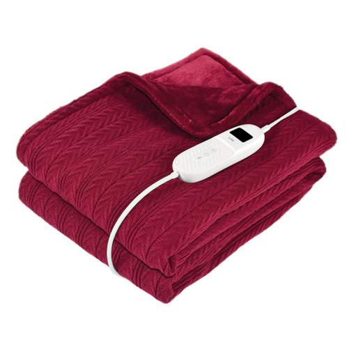 LIFE Πλεκτή θερμαινόμενη ηλεκτρική κουβέρτα, 160 x 120cm, σε κόκκινο χρώμα, 160W LIFE VILLA RUBY DOUBLE