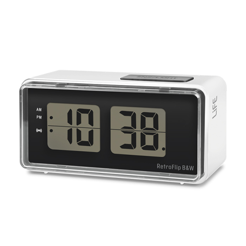 LIFE Ψηφιακό ρολόι / ξυπνητήρι με οθόνη LCD και retro flip design. LIFE RETROFLIP B&W