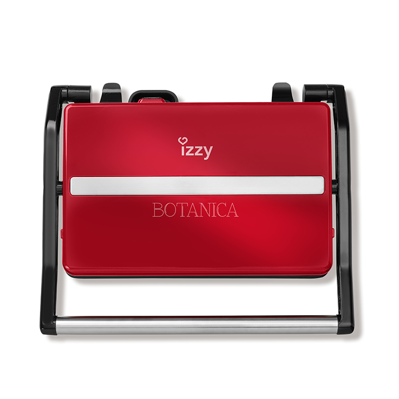 Izzy Τοστιέρα για 2 Τοστ Πλάκες Με Ραβδώσεις Panini Botanica 800W IZ-2005 Red