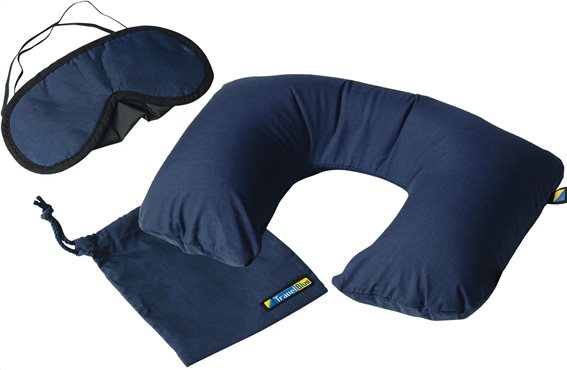 Travel Blue Μαξιλάρι λαιμού ταξιδιού Φουσκωτό & μάσκα ύπνου Σετ μπλε