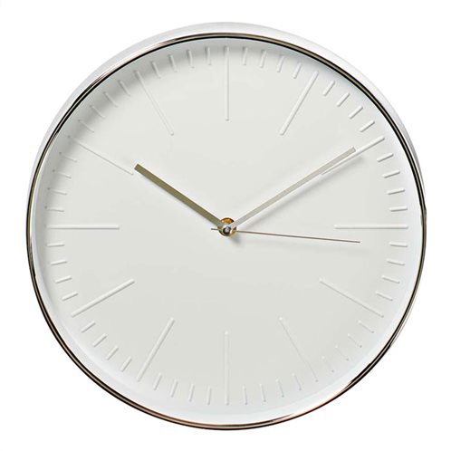 NEDIS Ρολόι τοίχου με λευκό καντράν και ασημί πλαίσιο, CLWA013PC30SR