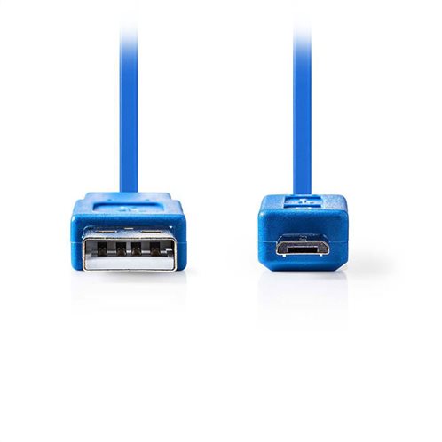NEDIS Καλώδιο FLAT USB 2.0, USB A αρσ. - Micro USB αρσ., 1m, CCGP60410BU10