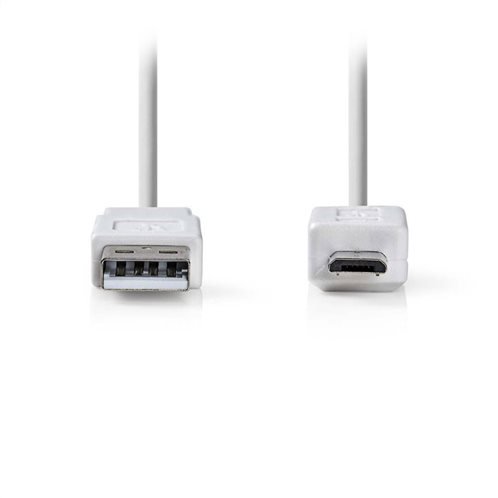 NEDIS Καλώδιο FLAT USB 2.0, USB A αρσ. - Micro USB αρσ., 1m, CCGP60410WT10
