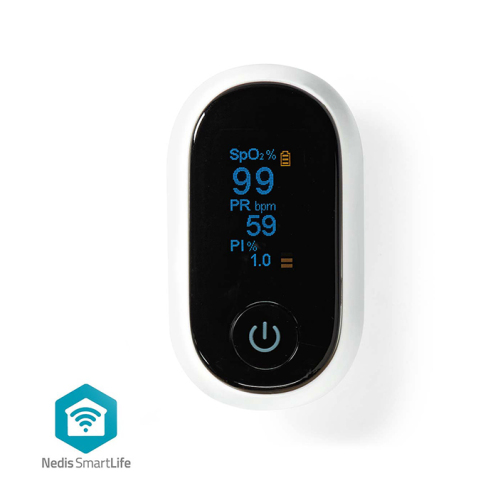 NEDIS Bluetooth smart παλμικό οξύμετρο με οθόνη OLED, σε λευκό χρώμα. NEDIS BTHOX10WT