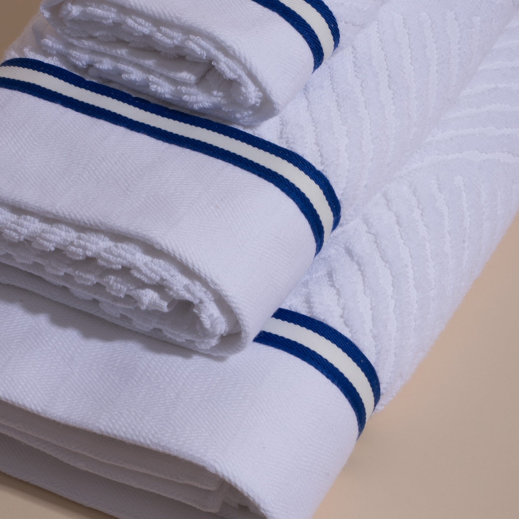 White Fabric Πετσέτα Navy Line Λευκή Χειρός