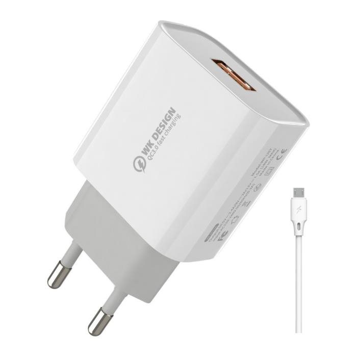 WK Φορτιστής Quick Charge 3.0 18W & Micro cable
