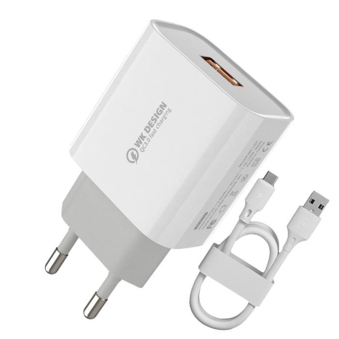 WK Φορτιστής Quick Charge 3.0 18W & Type-C cable