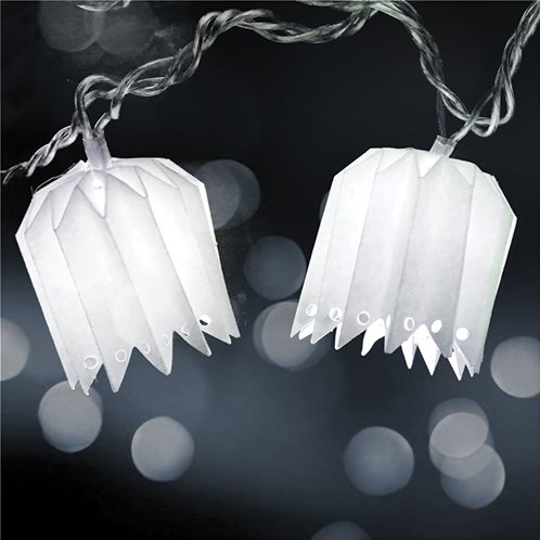 Fos Me Σειρά με 10 Διακοσμητικό Φωτιστικό LED Χάρτινα Φαναράκια Origami Θερμό Λευκό 27-00355