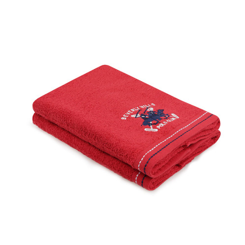 Beverly Hills Polo Club Σετ με 2 Πετσέτες Προσώπου 50 x 90 cm Χρώματος Κόκκινο 355BHP2290