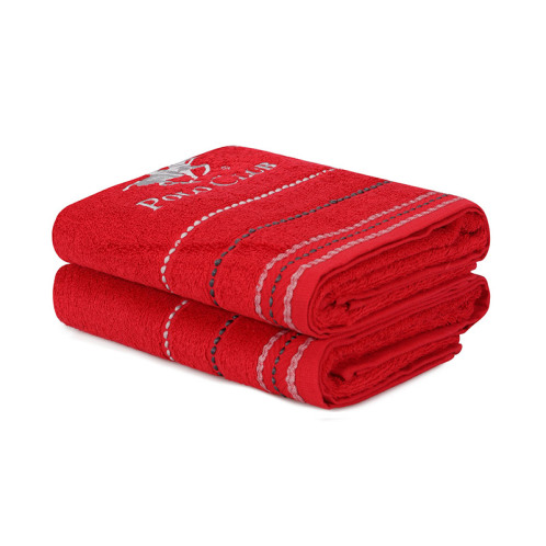 Beverly Hills Polo Club Σετ με 2 Πετσέτες Προσώπου 50 x 90 cm Χρώματος Κόκκινο 355BHP2354