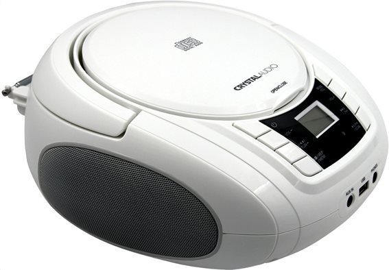 Crystal Audio Φορητό Ράδιο-CD MP3/FM/USB Boombox BMBU2W White