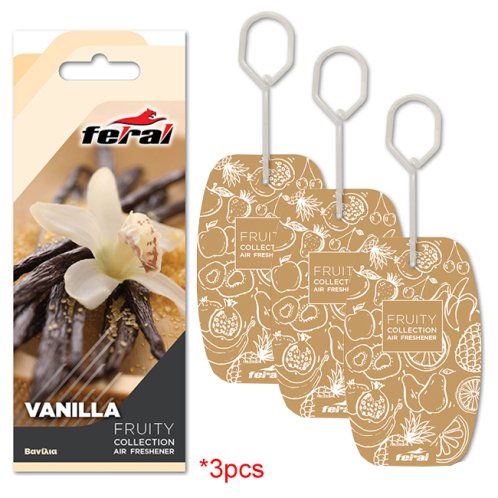 Feral Σετ Αρωματικών Αυτοκινήτου Fruity Collection Vanilla 3 Τεμαχίων
