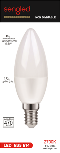 Sengled Λάμπα LED Κερί 5,5W 470lm E14 220-240V 2700K