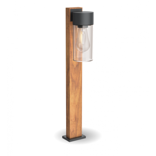 XANLITE Φωτιστικό επιδαπέδιο σύγχρονο καπνιστό μαύρο και εφέ ξύλου LED IP44, βάση E27, 40W max