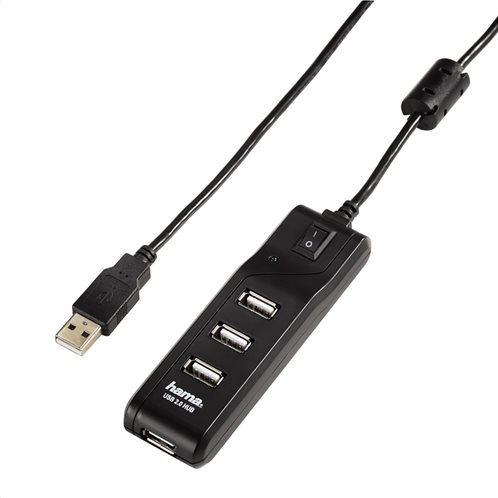 Hama "On/Off Switch" USB 2.0 Hub 1:4, Bus Powered, Μαύρο