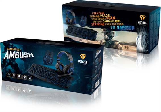 Yenkee Ambush Gaming Set Keyboard, Headphones, Mouse & Mouse Pad