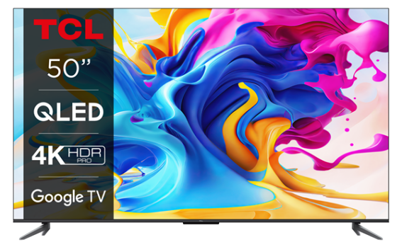TCL Τηλεόραση 50'' 4K QLED TV with Google TV and Game Master 50C645