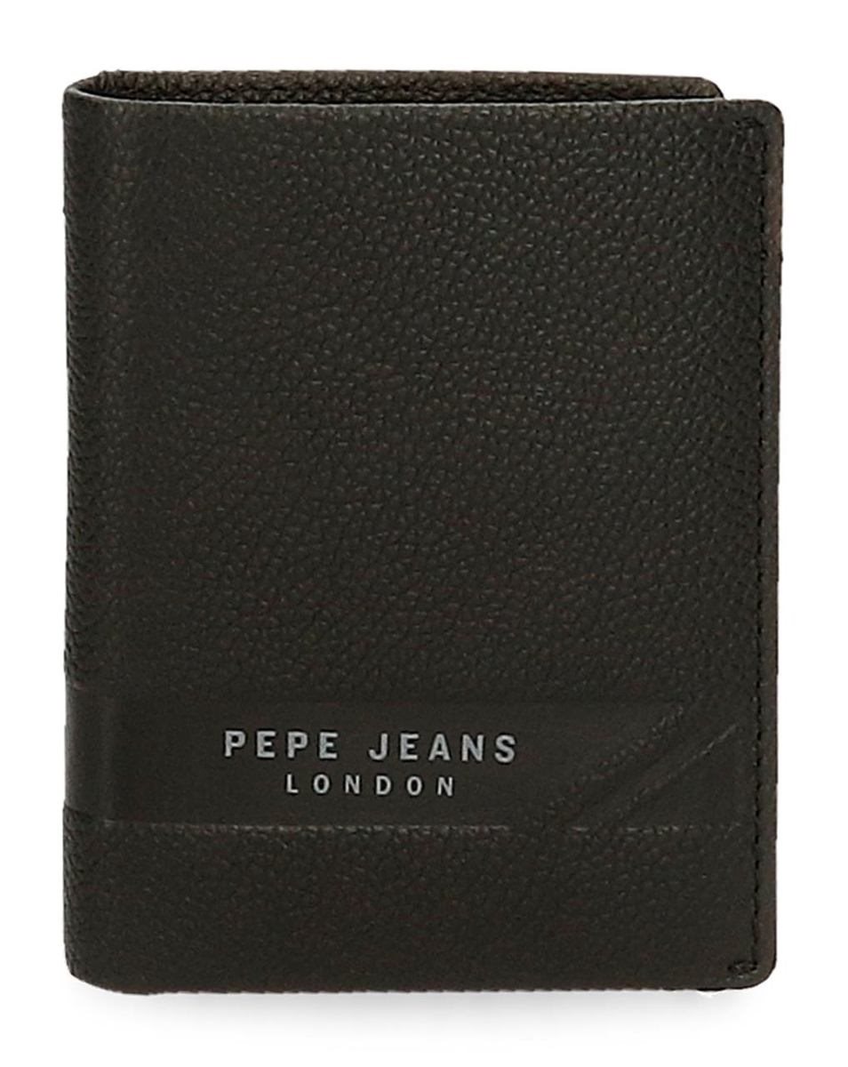 Pepe Jeans Πορτοφόλι δερμάτινο κάθετο 10x8x1cm Basinstoke Black