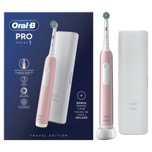 ORALB Ηλεκτρική Οδοντόβουρτσα με Θήκη Ταξιδίου PRO 1 Ροζ - 80714505
