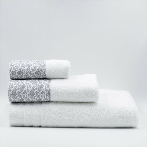 White Fabric Πετσέτα Paisley Άσπρη Προσώπου