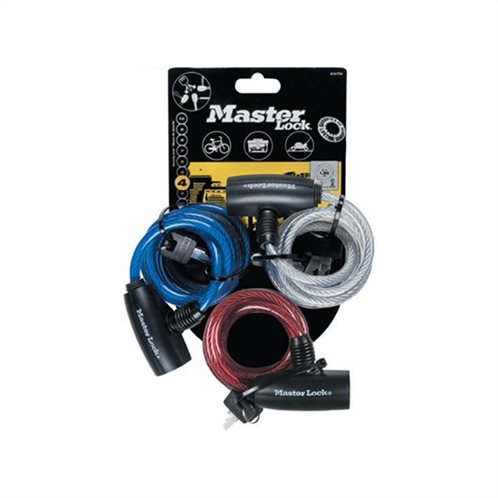 MasterLock Σετ 3 κλειδαριές ποδηλάτου συρματόσχοινο με ίδιο κλειδί 180cm σε διάφορα χρώματα