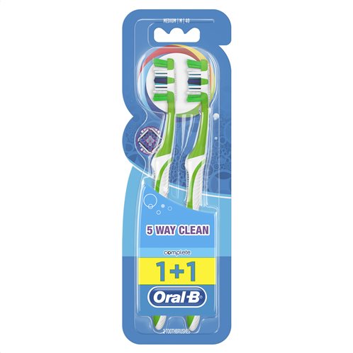 Oral-B Complete 5 Way Clean Χειροκίνητη Οδοντόβουρτσα 40 Μέτρια 2 τεμ-81594603