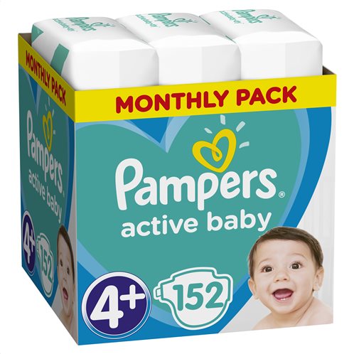 Pampers Πάνες Μωρού Active Baby Monthly Pack Νούμερο 4+ (10-15 kg) 152τμχ