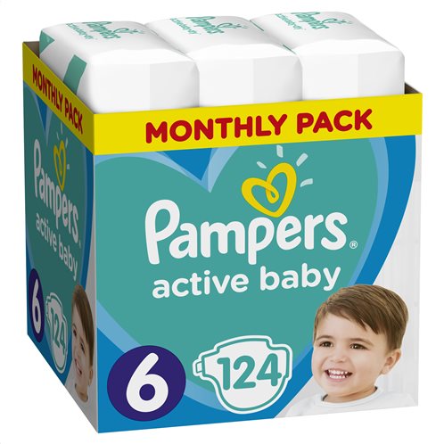 Pampers Πάνες Μωρού Active Baby Monthly Pack Νούμερο 6 (13-18 kg) 124τμχ