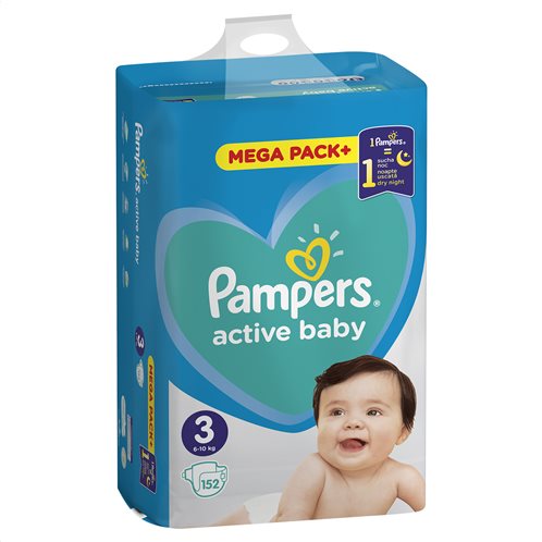 Pampers Active Baby Πάνες Με Αυτοκόλλητο No3 6-10kg Mega Pack 152τμχ