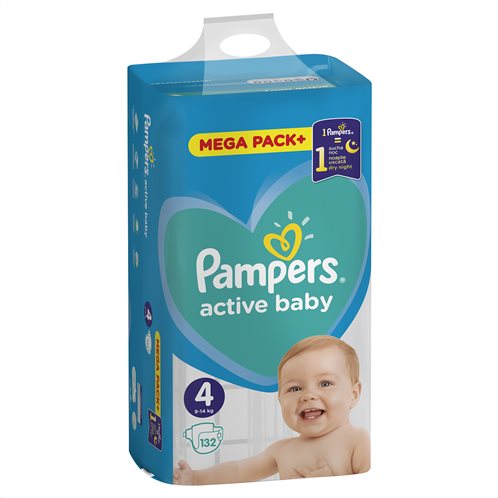 Pampers Active Baby Πάνες Με Αυτοκόλλητο Νο4 Mega Box 9-14kg 132τμχ