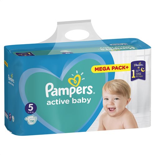 Pampers Active Baby Πάνες Με Αυτοκόλλητο No5 Mega Box 11-16kg 110τμχ