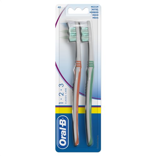 Oral-B 1-2-3 Classic Care Χειροκίνητη Οδοντόβουρτσα 40 Μέτρια 2τεμ-81694090