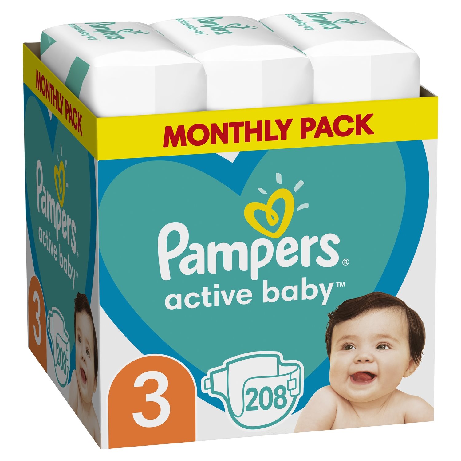 Pampers Active Baby Πάνες Μεγ. 3 (6-10kg) - 208 Πάνες - 81780939