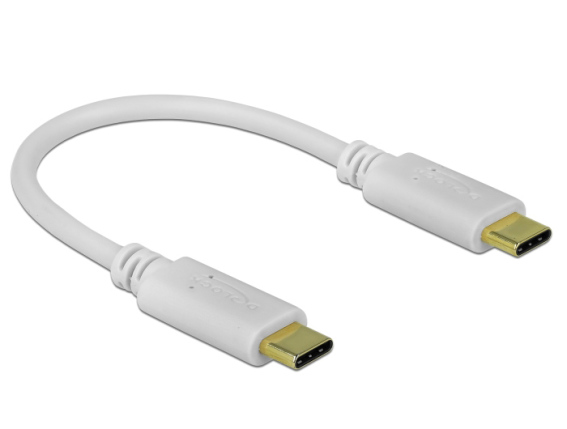 DELOCK καλώδιο USB-C 85357 100W PD 5A 15cm E-Marker λευκό