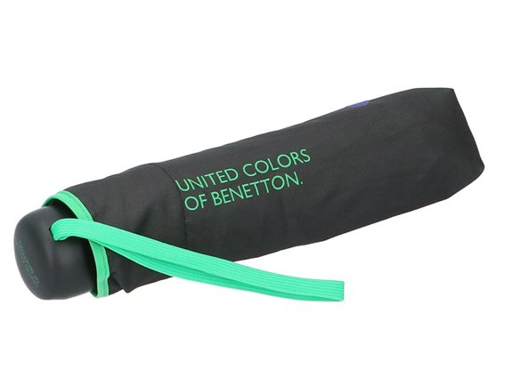 Benetton Ομπρέλα Βροχής Σπαστή Mini σε μέγεθος τσέπης Αυτόματη 23x5x5cm 14668 Μαύρο-Πράσινο