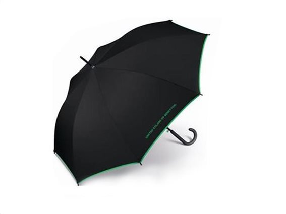 Benetton Ομπρέλα βροχής μπαστούνι με αυτόματο μηχανισμό 14667 Μαύρο-Πράσινο