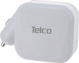 Telco Πολυφορτιστής USB Σπιτιού-Αυτοκινήτου Λευκός UP-19 2,1A