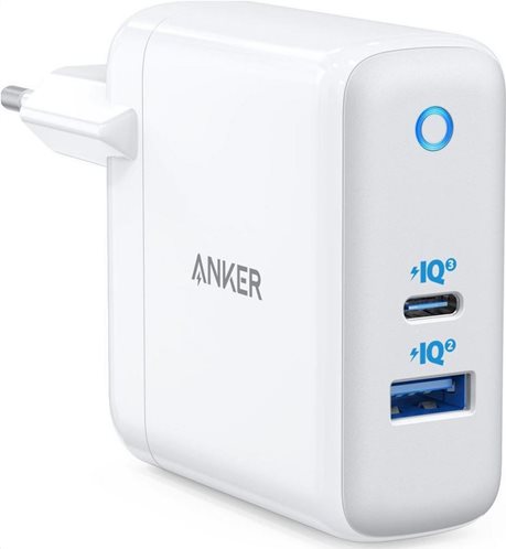 ANKER POWERPORT ATOM III, 60W USB-C, USB-A WHITE