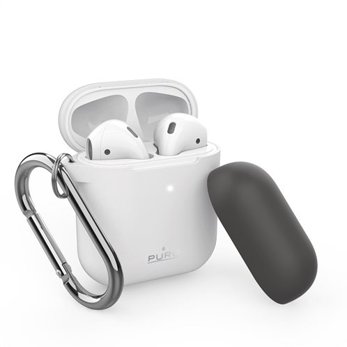 Puro Silicon Case for AirPods with additional cap with hook – Άσπρο