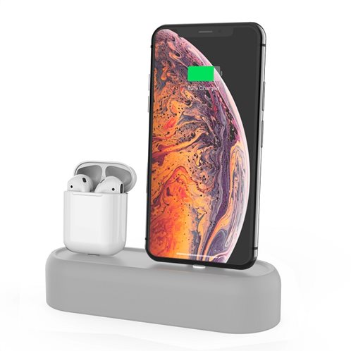 Puro Silicon Desk Holder for iPhone and AirPods – Γκρι