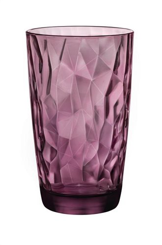 Bormioli Rocco Ποτήρι Νερού Σωλήνα Diamond 470ml Γυάλινο Purple Set 6τμχ