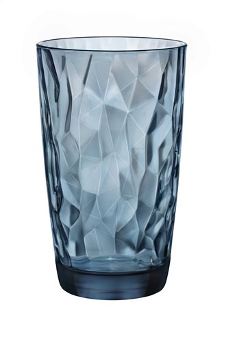 Bormioli Rocco Ποτήρι Νερού Σωλήνα Diamond 470ml Γυάλινο Ocean Blue Set 6τμχ