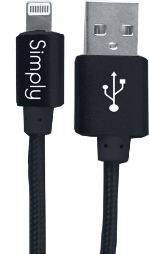 Simply Καλώδιο Data USB to MFI Lightning USB 1,5m Πλεκτό Μαύρο