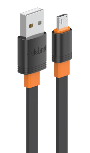 Celebrat Flat USB 2.0 to micro USB Cable 1m 127265 CB-33M Μαύρο