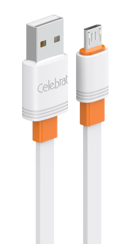 Celebrat Καλώδιο micro USB σε USB CB-33M Flat 2.1A 1m Λευκό