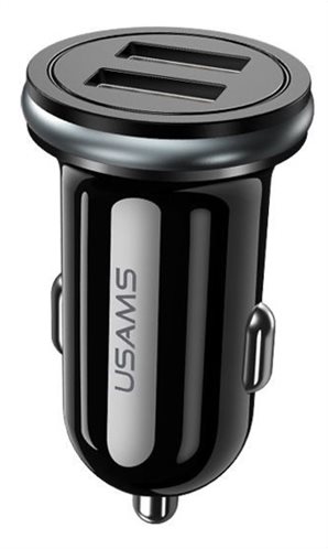 USAMS φορτιστής αυτοκινήτου C4 2x USB 4.8A μεταλλικός μαύρος