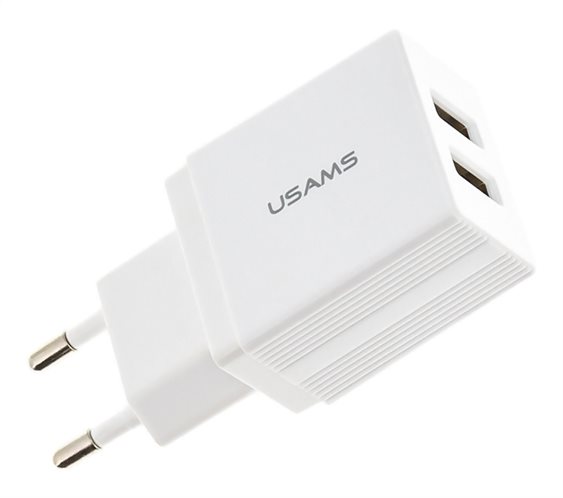 USAMS φορτιστής τοίχου T24 US-CC090 2x USB 2.1A λευκός
